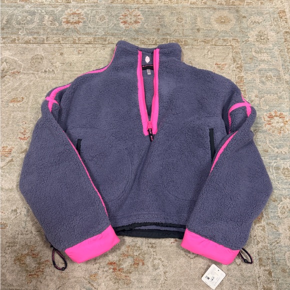 FP Movement by Free People Jackets & Blazers - Free People Movement Purple Sherpa Fleece with Bright Pink Trim